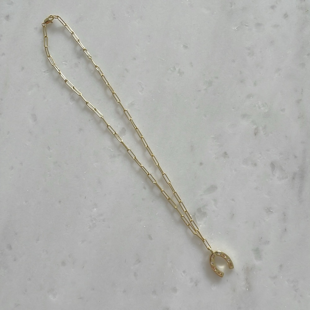 + ADORNIA + Horseshoe Pendant Paper Clip  Chain Necklace - Picture 3 of 6